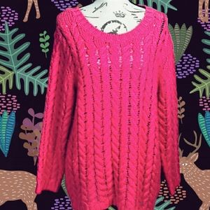 Cozy Hot Pink Chunky fuzzy Knit Sweater